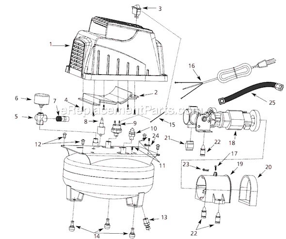 Page A Diagram and Parts List for FP202999DB 2005 Campbell Hausfeld Compressor